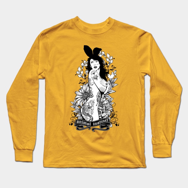 Tattooed Bunny Girl - Animal Instinct Long Sleeve T-Shirt by fatline